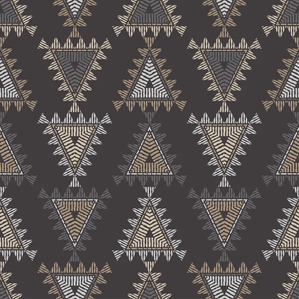 自由奔放に生きる民族のシームレスなパターン 三角形のモザイク パッチワークのテクスチャです 伝統的な飾り 部族のパターン 民俗モチーフ テキスタイル 招待カード ラッピング Web — ストックベクタ
