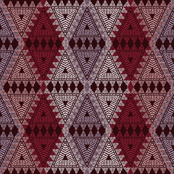 Schema Etnico Boho Senza Cuciture Mosaico Triangoli Texture Patchwork Tessitura — Vettoriale Stock