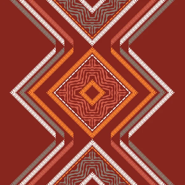 Etnische Boho Naadloze Patroon Borduurwerk Stof Patchwork Patroon Weven Traditionele — Stockvector