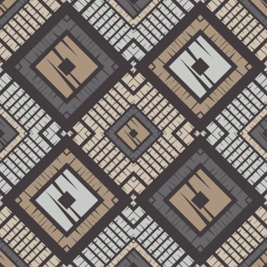 Trendy Dikişsiz desen tasarımları. Eski doku ile dörtgenler mozaik. Vektör geometrik arka plan. Duvar kağıdı, tekstil, davet kartı, sarma, Web sayfası arka plan için kullanılabilir.