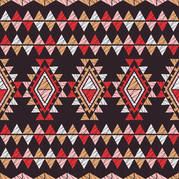 Ethnic Boho Seamless Pattern Embroidery Fabric Patchwork Texture Weaving Traditional — Stock Vector
