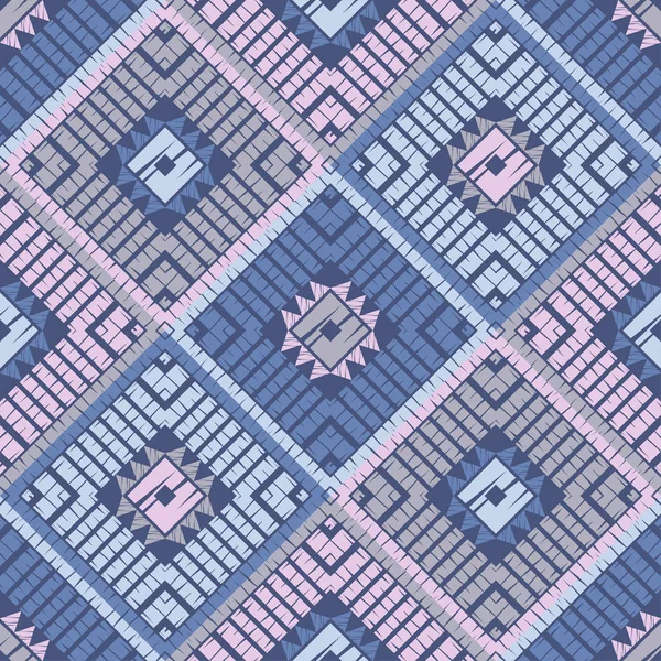 Patrón Étnico Boho Sin Costuras Bordado Tela Textura Patchwork Tejiendo — Vector de stock