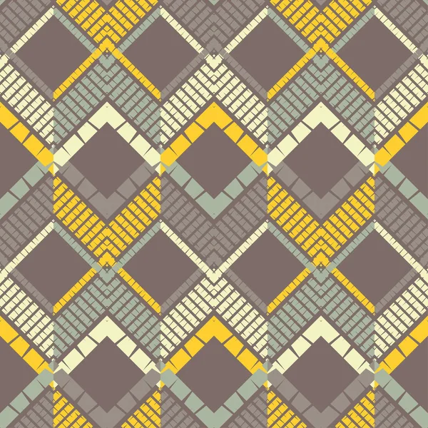 Модні Безшовні Візерунки Мозаїка Зигзага Старою Текстурою Векторний Геометричний Фон — стоковий вектор
