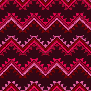 Etnik boho sorunsuz desen. Zikzak. Kumaş üzerine nakış. Patchwork doku. Dokuma. Geleneksel süs. Kabile tipi. Halk motifi. Duvar kağıdı, tekstil, davetiye kartı, sarma, web sayfası arka plan için kullanılabilir.