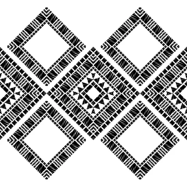 Ethnische Boho Nahtlose Muster Stickerei Auf Stoff Patchwork Struktur Weben — Stockvektor