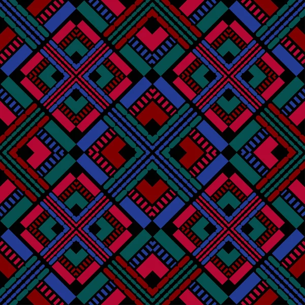 Patrón Étnico Boho Sin Costuras Bordado Tela Textura Patchwork Tejiendo — Vector de stock