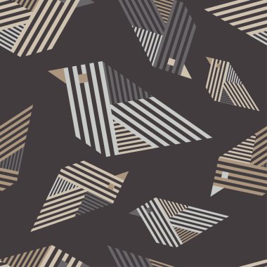 Dekoratif kuşlar ile dikişsiz arka plan. Çizgili doku. Gökyüzündeki kuşlar. Vektör illüstrasyon. Duvar kağıdı, tekstil, davetiye kartı, sarma, web sayfası arka plan için kullanılabilir.