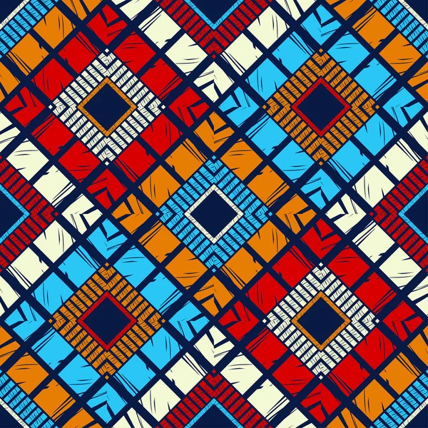 Patrón Étnico Boho Sin Costuras Bordado Tela Textura Patchwork Tejiendo — Vector de stock