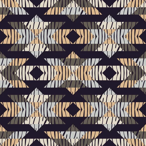 Modèle Sans Couture Boho Ethnique Texture Rayures Zébrées Texture Patchwork — Image vectorielle