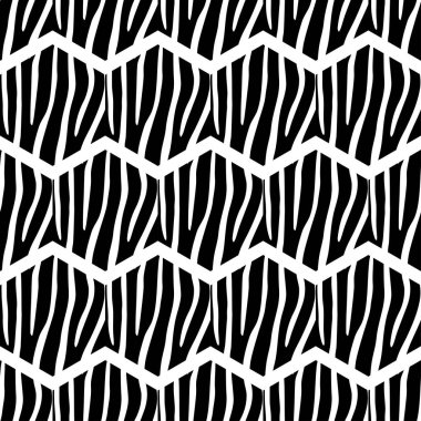 Trendy dikişsiz desen tasarımları. Zebra çizgili altıgenler. Vektör geometrik arka plan. Duvar kağıdı, tekstil, davetiye kartı, sarma, web sayfası arka plan için kullanılabilir.