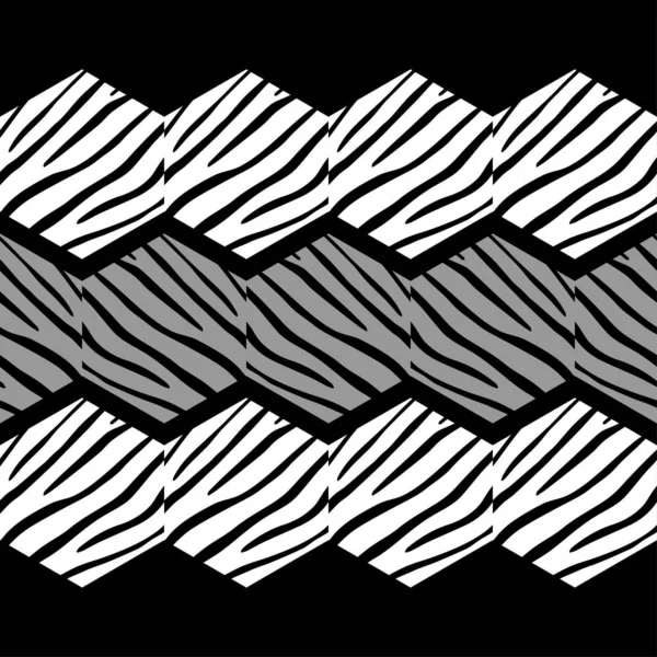 Trendy Seamless Дизайн Узора Шестиугольники Полосками Зебры Векторный Геометрический Фон — стоковый вектор