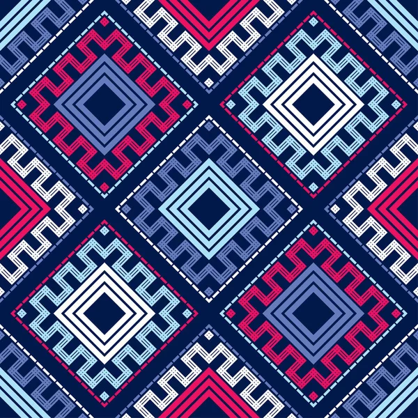 Etnikai Boho Varrat Nélküli Minta Hímzett Szövet Patchwork Textúra Szövés — Stock Vector