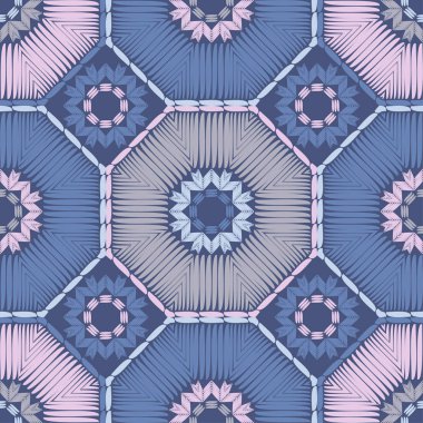 Trendy dikişsiz desen tasarımları. Etnik çizgilerden sekizgenler ve kar taneleri. Boho. Vektör geometrik arka plan. Duvar kağıdı, tekstil, davetiye kartı, sarma, web sayfası arka plan için kullanılabilir.