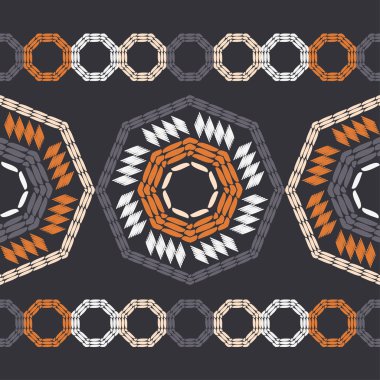 Trendy dikişsiz desen tasarımları. Etnik çizgilerden sekizgenler. Boho. Vektör geometrik arka plan. Duvar kağıdı, tekstil, davetiye kartı, sarma, web sayfası arka plan için kullanılabilir.
