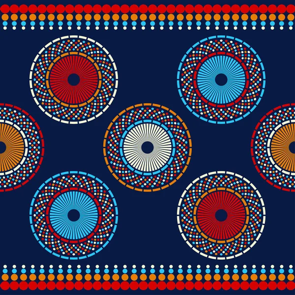 Polka Nokta Dikişsiz Desen Etnik Figürlerin Mozaiği Desenli Doku Geometrik — Stok Vektör