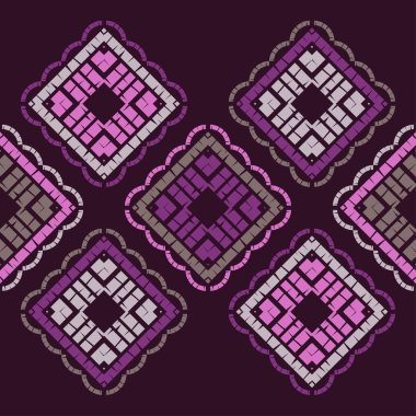 Etnik boho sorunsuz desen. Kumaş üzerine nakış. Patchwork doku. Dokuma. Geleneksel süs. Kabile tipi. Halk motifi. Duvar kağıdı, tekstil, davetiye kartı, sarma, web için kullanılabilir.