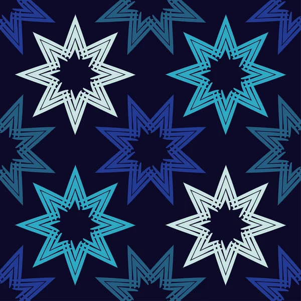 Dikişsiz Vektör Arka Planı Sekizgen Yıldızlarla Süs Etnik Figürlerin Mozaiği — Stok Vektör