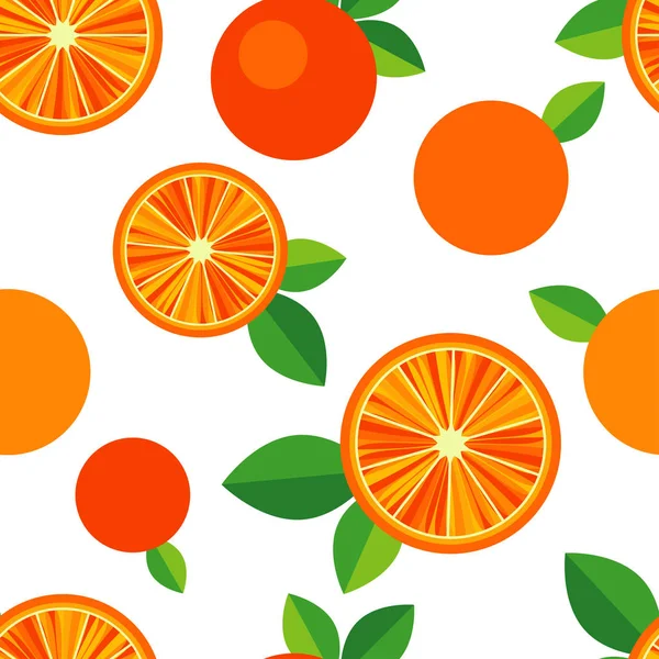 Бесшовный Узор Декоративными Апельсинами Листьями Летний Сад Векторная Иллюстрация Использоваться — стоковый вектор