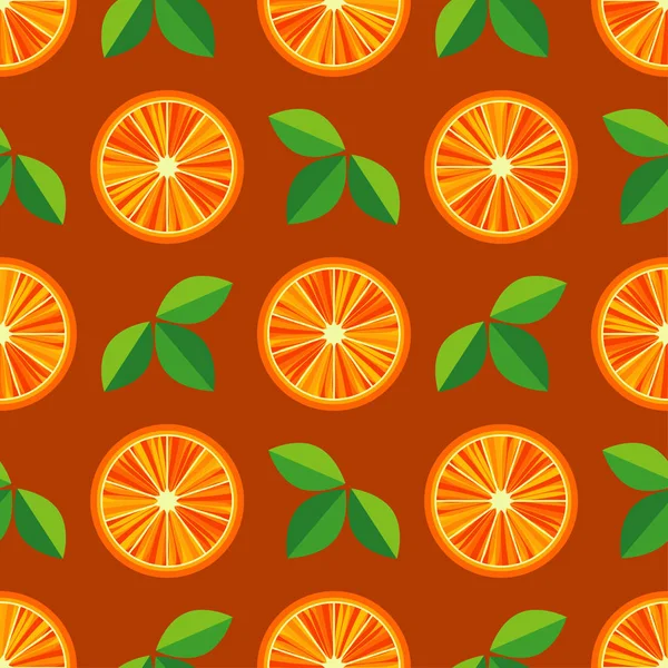 Motif Sans Couture Avec Des Oranges Décoratives Des Feuilles Jardin — Image vectorielle