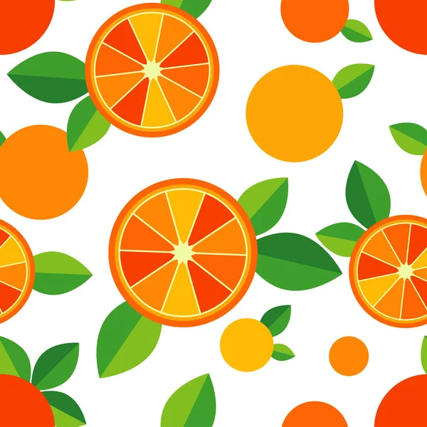 Motif Sans Couture Avec Des Oranges Décoratives Des Feuilles Jardin — Image vectorielle
