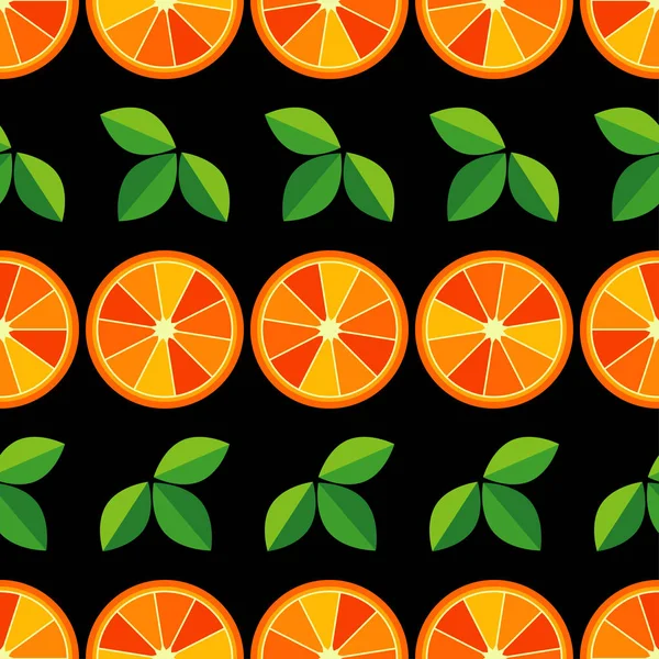 Patrón Sin Costuras Con Naranjas Decorativas Hojas Jardín Verano Ilustración — Vector de stock