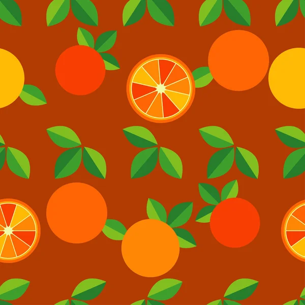 Seamless Pattern Decorative Oranges Leaves Summer Garden Vector Illustration Can — Stock Vector