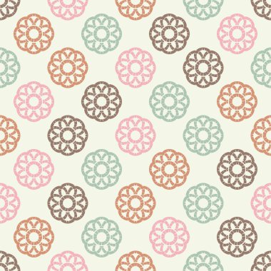 Polka noktalar Dikişsiz desen. Etnik figürlerin mozaiği. Desenli doku. Geometrik arka plan. Duvar kağıdı, tekstil, davet kartı, sarma, Web sayfası arka plan için kullanılabilir.