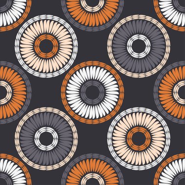 Polka noktalar Dikişsiz desen. Etnik figürlerin mozaiği. Desenli doku. Geometrik arka plan. Duvar kağıdı, tekstil, davet kartı, sarma, Web sayfası arka plan için kullanılabilir.