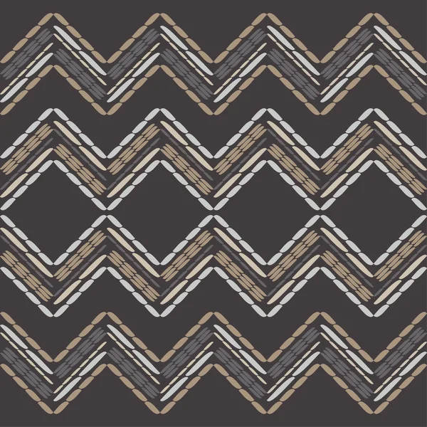 Padrão Sem Costura Boho Étnico Zigzag Bordado Tecido Textura Retalhos — Vetor de Stock