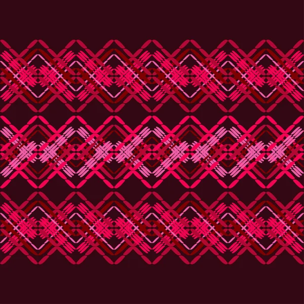 Patrón Étnico Boho Sin Costuras Zigzag Bordado Tela Textura Patchwork — Vector de stock