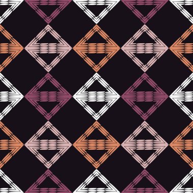 Etnik Boho Dikişsiz desen. Dantel. Kumaş üzerine nakış. Patchwork dokusu. Dokuma. Geleneksel süs. Kabile deseni. Halk motif. Duvar kağıdı, tekstil, sarma, Web için kullanılabilir.