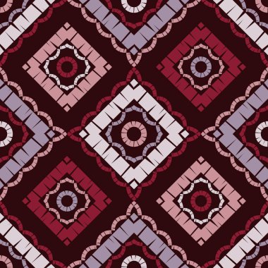 Etnik Boho Dikişsiz desen. Dantel. Kumaş üzerine nakış. Patchwork dokusu. Dokuma. Geleneksel süs. Kabile deseni. Halk motif. Duvar kağıdı, tekstil, sarma, Web için kullanılabilir.