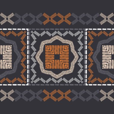 Etnik Boho Dikişsiz desen. Dantel. Kumaş üzerine nakış. Patchwork dokusu. Dokuma. Geleneksel süs. Kabile deseni. Halk motif. Duvar kağıdı, tekstil, sarma, Web için kullanılabilir.