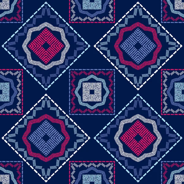 Бесшовный Рисунок Этнического Бохо Кружево Вышивка Ткани Пэтчворк Текстуры Плетение — стоковый вектор