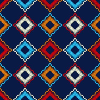 Etnik Boho Dikişsiz desen. Dantel. Kumaş üzerine nakış. Patchwork dokusu. Dokuma. Geleneksel süs. Kabile deseni. Halk motif. Duvar kağıdı, tekstil, sarma, Web için kullanılabilir.