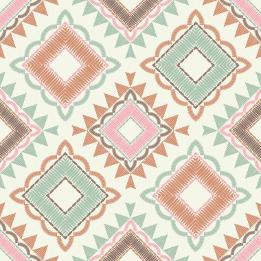 Etnik Boho Dikişsiz desen. Dantel. Kumaş üzerine nakış. Patchwork dokusu. Dokuma. Geleneksel süs. Kabile deseni. Halk motif. Duvar kağıdı, tekstil, sarma, Web için kullanılabilir.