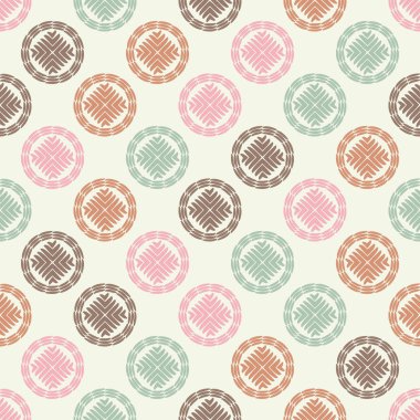 Polka noktalar Dikişsiz desen. Etnik figürlerin mozaiği. Desenli doku. Geometrik arka plan. Duvar kağıdı, tekstil, davet kartı, sarma, Web sayfası arka plan için kullanılabilir.