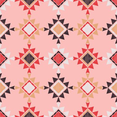 Etnik Boho Dikişsiz desen. Dantel. Kumaş üzerine nakış. Patchwork dokusu. Dokuma. Geleneksel süs. Kabile deseni. Halk motif. Duvar kağıdı, tekstil, sarma, Web için kullanılabilir.