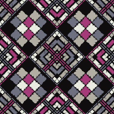 Etnik Boho Dikişsiz desen. Dantel. Kumaş üzerine nakış. Patchwork dokusu. Dokuma. Geleneksel süs. Kabile deseni. Halk motif. Duvar kağıdı, tekstil, sarma, Web için kullanılabilir.