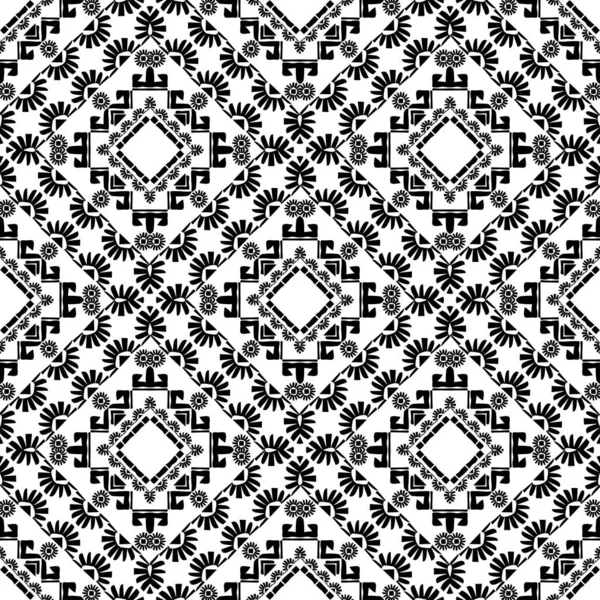 Ethnic Boho Seamless Pattern Lace Embroidery Fabric Patchwork Texture Weaving — Stock Vector