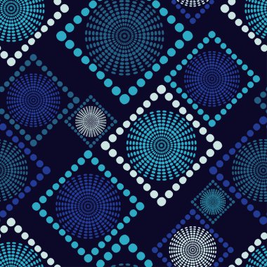 Polka noktalar Dikişsiz desen. Etnik figürlerin mozaiği. Desenli doku. Geometrik arka plan. Duvar kağıdı, tekstil, davet kartı, sarma, Web sayfası arka plan için kullanılabilir.