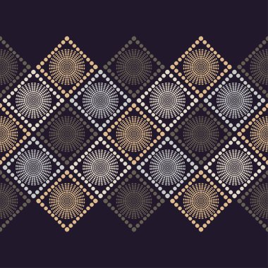 Polka noktalar Dikişsiz desen. Etnik figürlerin mozaiği. Desenli doku. Geometrik arka plan. Duvar kağıdı, tekstil, davet kartı, sarma, Web sayfası arka plan için kullanılabilir.