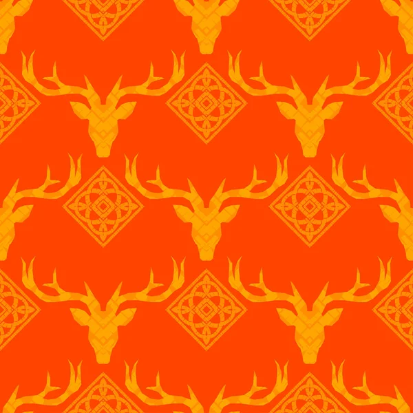 Deer Silhouette Pattern Vibrant Colors Celts Seamless Vector Background Graphic — Stock Vector