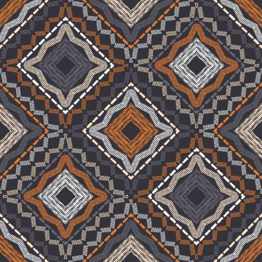 Etnik Boho Dikişsiz desen. Dantel. Kumaş üzerine nakış. Patchwork dokusu. Dokuma. Geleneksel süs. Kabile deseni. Halk motif. Duvar kağıdı, tekstil, sarma, Web için kullanılabilir.