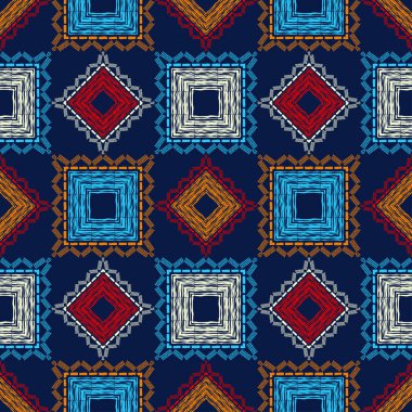 Etnik Boho Dikişsiz desen. Dantel. Kumaş üzerine nakış. Patchwork dokusu. Dokuma. Geleneksel süs. Kabile deseni. Halk motif. Duvar kağıdı, tekstil, sarma, Web için kullanılabilir.