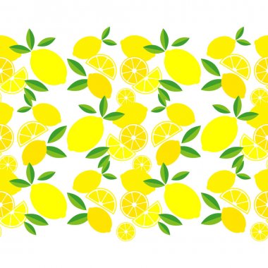 Dekoratif limon ile dikişsiz desen. Sevimli çizgi film. Yaz bahçesi. Vektör illüstrasyon. Duvar kağıdı, tekstil, davetiye kartı, sarma, web sayfası arka plan için kullanılabilir.