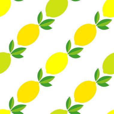 Dekoratif limon ile dikişsiz desen. Sevimli çizgi film. Yaz bahçesi. Vektör illüstrasyon. Duvar kağıdı, tekstil, davetiye kartı, sarma, web sayfası arka plan için kullanılabilir.