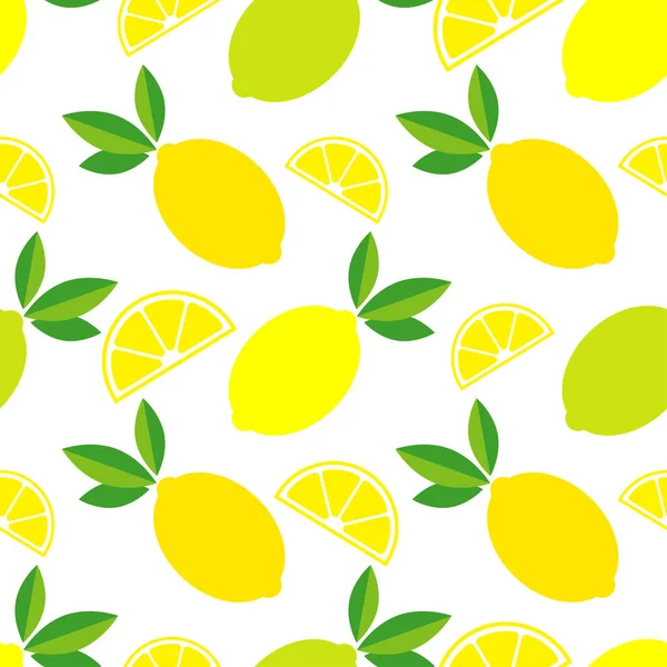 Seamless Pattern Decorative Lemons Cute Cartoon Summer Garden Vector Illustration — Stock Vector