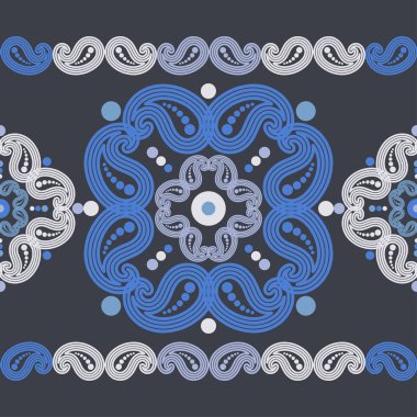 Paisley süsleme. Polka nokta. Etnik Boho Dikişsiz desen. Ikat. Geleneksel süs. Halk motif. Duvar kağıdı, tekstil, davet kartı, sarma, Web sayfası arka plan için kullanılabilir.