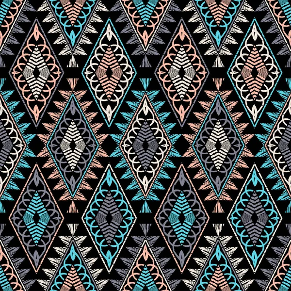 Patrón Étnico Boho Sin Costuras Encaje Bordado Tela Textura Patchwork — Vector de stock